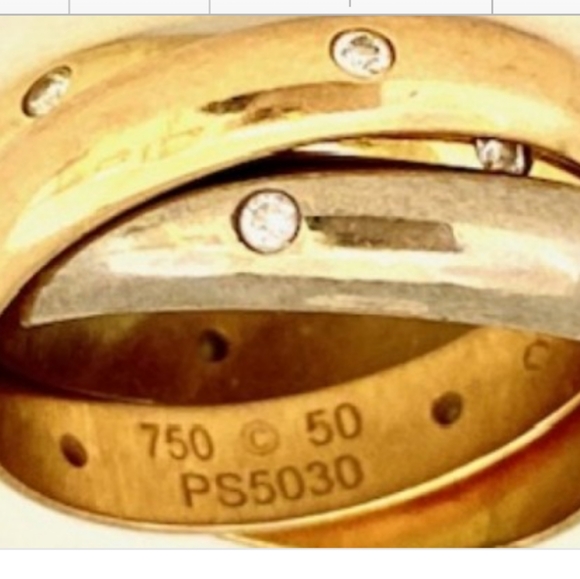 SOLD IN OUR STORE 18K CARTIER Tri Color Diamond Trinity Ring - Picture 3 of 7